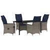 vidaXL Tisch- und Stuhlset 5 stk. Grau PE-Rattan