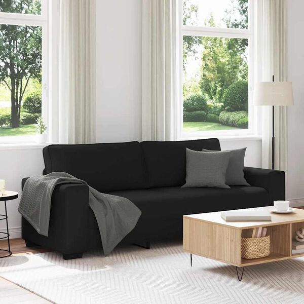 vidaXL 3-Sitzer-Sofa Schwarz 220x77x82 cm Stoff