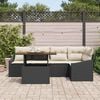 vidaXL Garten Essgruppe mit Kissen Schwarz und Creme 100 x 55 x 73 cm