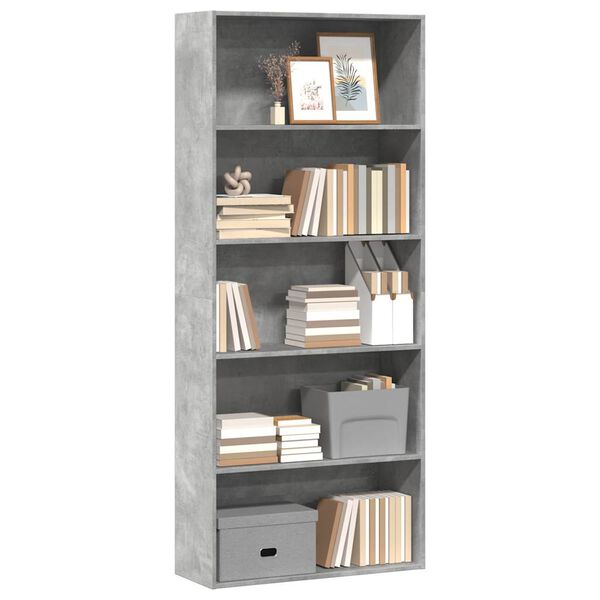 vidaXL B&uuml;cherregal Betongrau 80x30x189 cm Holzwerkstoff