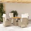 vidaXL 5-tlg. Garten-Essgruppe mit Kissen Beige Poly Rattan