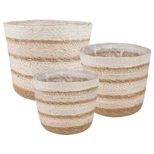 vidaXL Seegras Pflanzenk&ouml;rbe 3 pcs Nat&uuml;rlich, Wei&szlig; und Beige