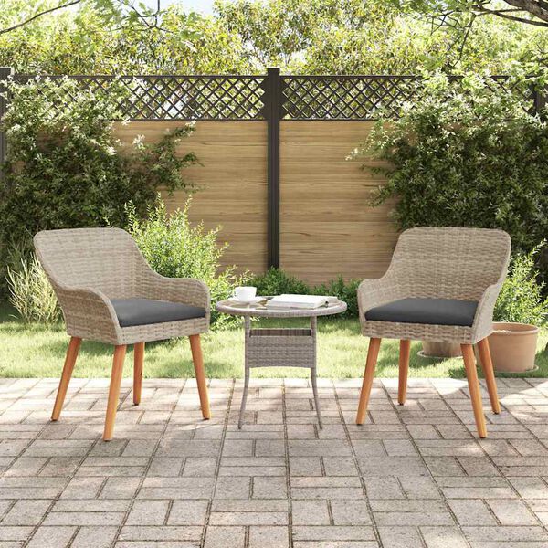 vidaXL Gartenstuhl 2 pcs Hellgrau 62,5 x 55 x 82 cm Poly-Rattan