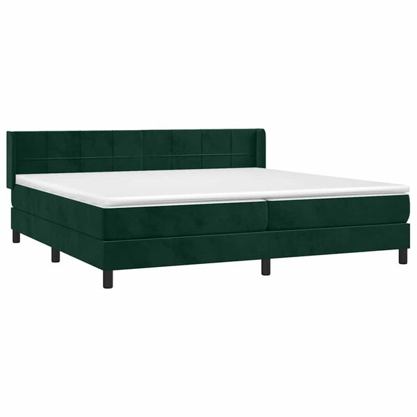 vidaXL Boxspringbett mit Matratze Dunkelgr&uuml;n 200x200 cm Samt