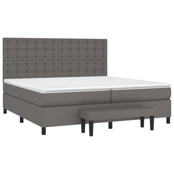 vidaXL Boxspringbett mit Matratze Grau 200x200 cm Kunstleder