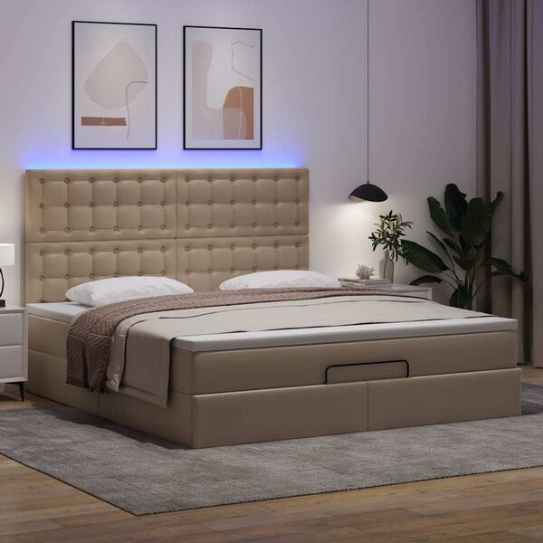 vidaXL Ottoman-Bett mit Matratze & LEDs 180x200cm Kunstleder