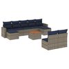 vidaXL 10-teiliges Gartensofa-Set mit Kissen, grau, Polyrattan