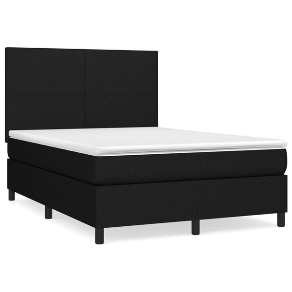 vidaXL Boxspringbett mit Matratze Schwarz 140x200 cm Stoff