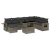 vidaXL 9-tlg. Garten-Sofagarnitur mit Kissen Grau Poly Rattan