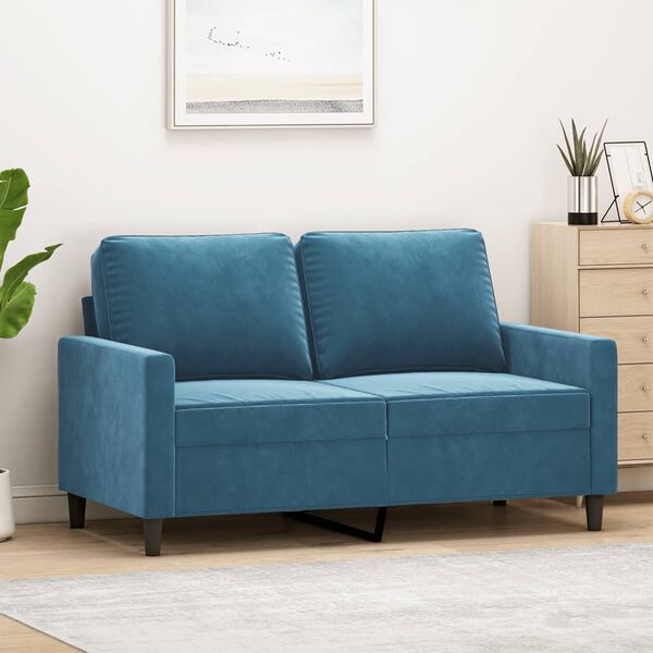 vidaXL 2-Sitzer-Sofa Blau 120 cm Samt
