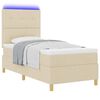 vidaXL LED Boxspringbett mit Matratze Creme 100 x 200 cm Stoff