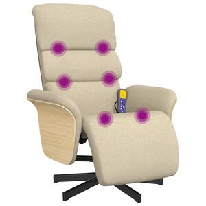 vidaXL Massagesessel mit Fu&szlig;teil Creme Stoff