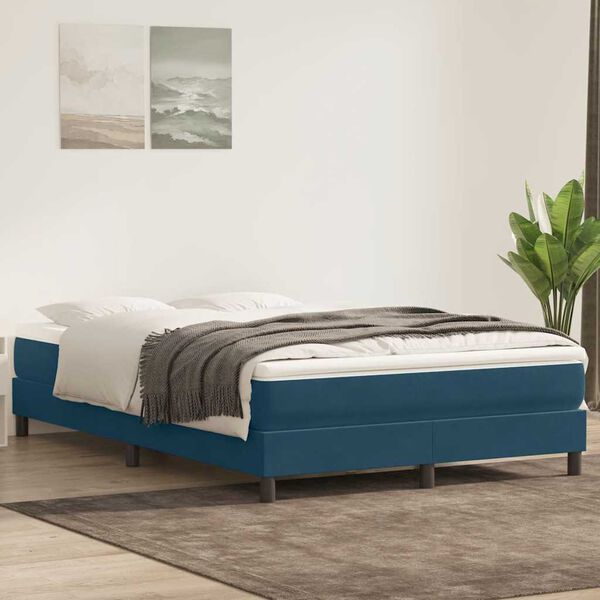 vidaXL Boxspringbett ohne Matratze Dunkelblau 160x210 cm Samt