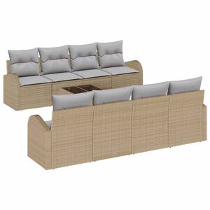 vidaXL Gartensofa-set 9 Stk. 8-Sitzanzahl Beige und Grau Poly-Rattan