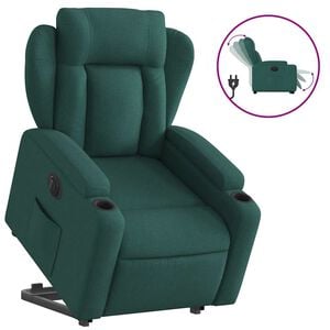 vidaXL Relaxsessel mit Aufstehhilfe Elektrisch Dunkelgr&uuml;n Stoff