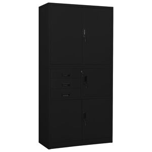 vidaXL B&uuml;roschrank Schwarz 90x40x180 cm Stahl