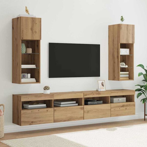 vidaXL Wandmontierte TV-Schr&auml;nke 2 pcs Artisan-Eiche 30,5 x 30 x 90 cm