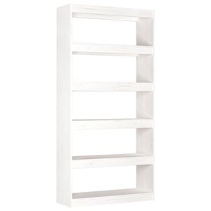 vidaXL B&uuml;cherregal/Raumteiler Wei&szlig; 80x30x167,4 cm Massivholz Kiefer