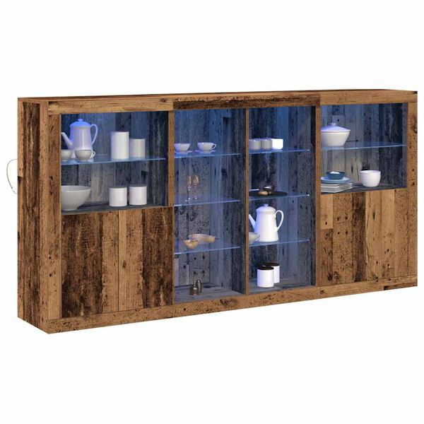 vidaXL LED-Sideboard 3 pcs Altholz 202 x 37 x 100 cm Holzwerkstoff