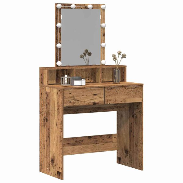vidaXL Schminktisch mit Regal Altholz 80 x 41 x 144,5 cm Holzwerkstoff