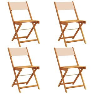 vidaXL Klappst&uuml;hle, 4 St&uuml;ck, beigefarbener Stoff und Massivholz