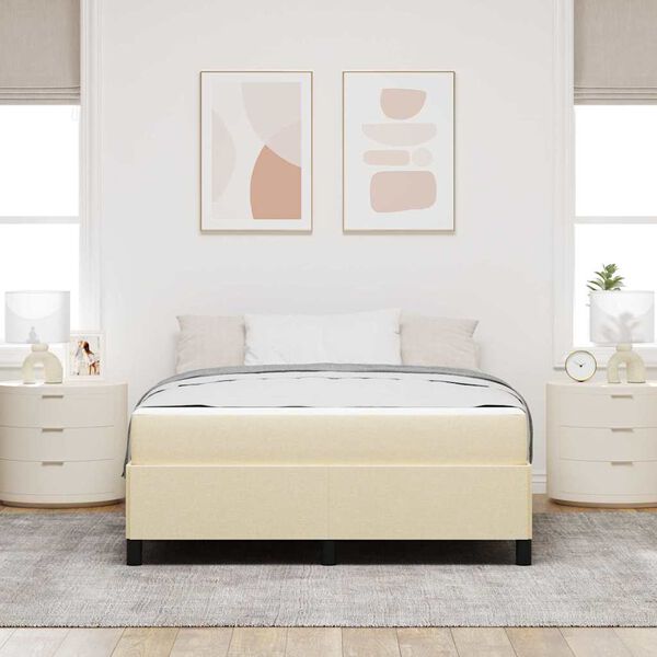 vidaXL Boxspringbett mit Matratze Creme 140 x 190 cm Stoff