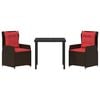 vidaXL Garten Essgruppe 3 pcs Grau Poly Rattan