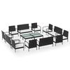 vidaXL 16-tlg. Garten-Lounge-Set mit Auflagen Poly Rattan Schwarz