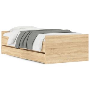 vidaXL Bett mit Schubladen Sonoma-Eiche 75x190 cm
