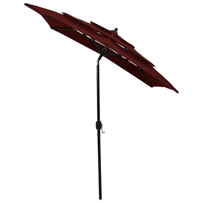 vidaXL Sonnenschirm mit Aluminium-Mast 3-lagig Bordeauxrot 2x2 m
