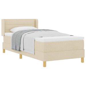 vidaXL Boxspringbett mit Matratze Creme 200 x 90 cm Polyester
