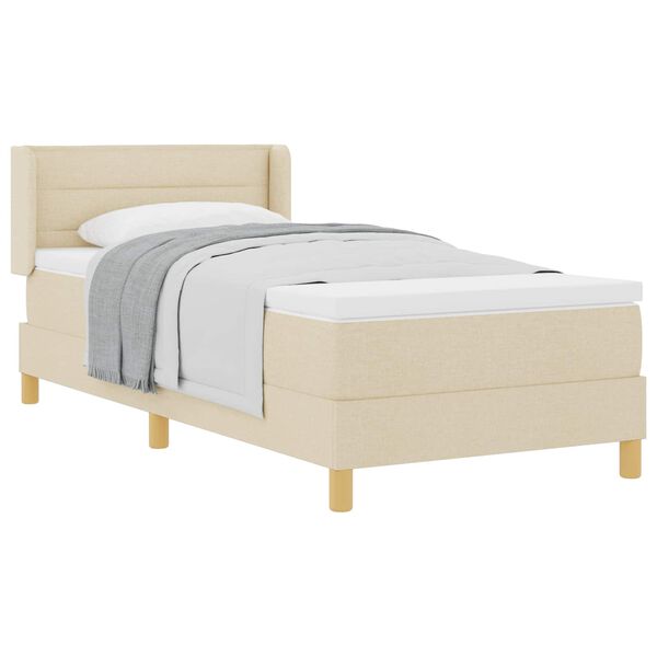vidaXL Boxspringbett mit Matratze Creme 200 x 90 cm Polyester