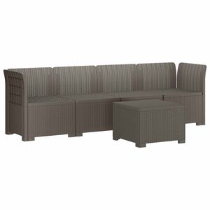 vidaXL 4-Sitzer Gartensofa Rattan Look PP Hellgrau