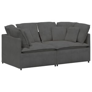 vidaXL Modulares Sofa mit Kissen Cordstoff Dunkelgrau