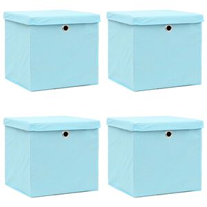 vidaXL Aufbewahrungsboxen mit Deckeln 4 Stk. Babyblau 32x32x32cm Stoff