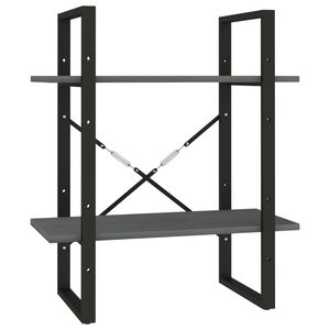 vidaXL B&uuml;cherregal 2 B&ouml;den Grau 60x30x70 cm Massivholz Kiefer