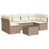 vidaXL 7-tlg. Garten-Sofagarnitur mit Kissen Beige Poly Rattan