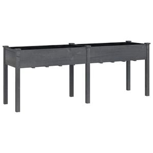 vidaXL Pflanzk&uuml;bel mit Einsatz Grau 203x53x76 cm Massivholz Tanne