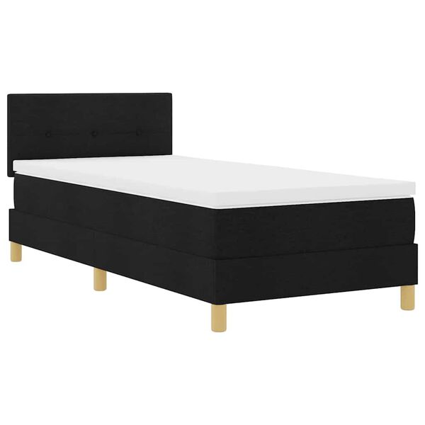 vidaXL Boxspringbett mit Matratze Schwarz 90 x 190 cm Stoff