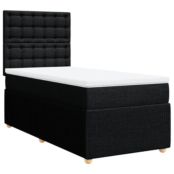 vidaXL Boxspringbett mit Matratze Schwarz 100x200 cm Stoff