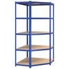 vidaXL Eckregal mit 5 B&ouml;den Blau Stahl & Holzwerkstoff