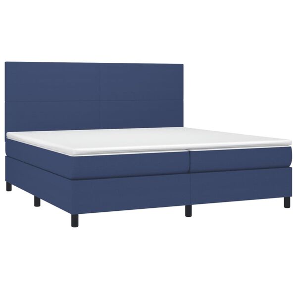 vidaXL Boxspringbett mit Matratze & LED Blau 200x200 cm Stoff