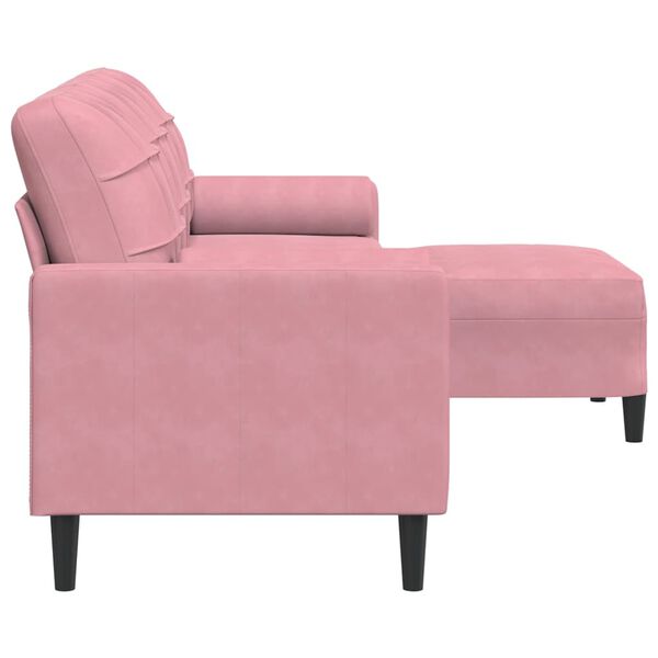 vidaXL 3-Sitzer-Sofa mit Hocker Rosa 210 cm Samt