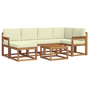 vidaXL Outdoor-Sofagarnitur mit Kissen 7 pcs Natur und Creme