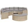 vidaXL 3-tlg. Garten-Sofagarnitur Halbrund Beige Poly-Rattan