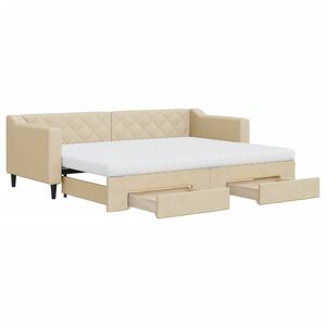 vidaXL Tagesbett Ausziehbar mit Schubladen Creme 80x200 cm Stoff