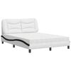 vidaXL Bett mit Matratze "Hvar" Wei&szlig; und Schwarz 140x190 cm Kunstleder