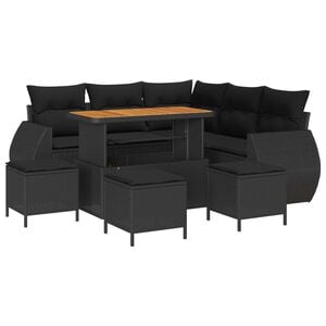 vidaXL Gartensofa-set 9 pcs Schwarz Poly-Rattan