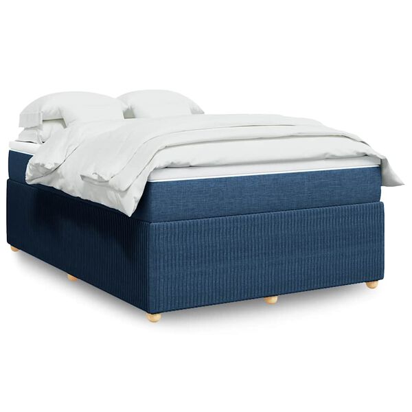 vidaXL Boxspringbett mit Matratze Blau 140x200 cm Stoff