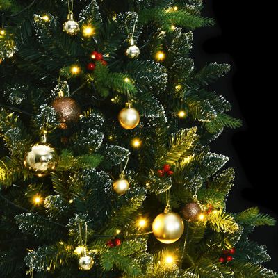 vidaXL Künstlicher Weihnachtsbaum Klappbar 150 LEDs & Kugeln 120 cm